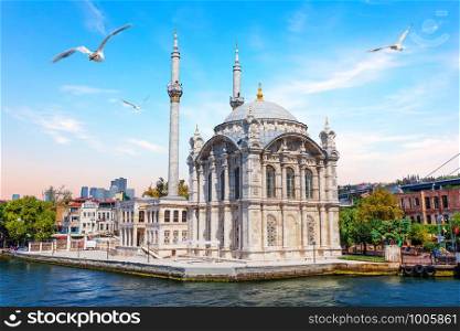 Ortakoy Mosque in the Bosphorus, Istanbul, Turkey.. Ortakoy Mosque in the Bosphorus, Istanbul, Turkey