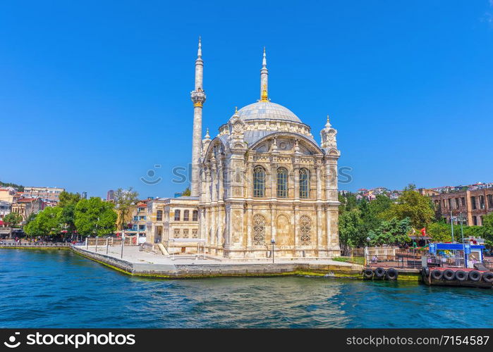 Ortakoy Mosque or Grand Imperial Mosque of Sultan Abdulmecid, close view, Istanbul.