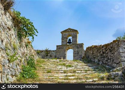 Orthodox chapel in the Venetian castle of Agia Maura at the Greek island of Lefkada. The original building of the castle of Agia Mavra was constructed in 1300.. Orthodox chapel in the Venetian castle of Agia Maura - Greek island of Lefkada