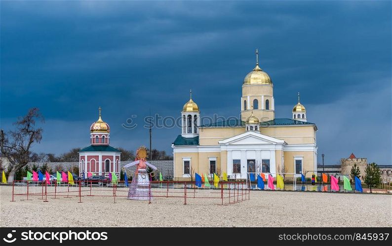 Orthodox Church of St. Alexander Nevsky in The Fortress Of Bender, Transnistria, Moldova. The Church is located on the territory of the historical architectural complex of the ancient Ottoman Citadel.. Alexander Nevsky Church in Bender, Transnistria