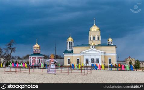 Orthodox Church of St. Alexander Nevsky in The Fortress Of Bender, Transnistria, Moldova. The Church is located on the territory of the historical architectural complex of the ancient Ottoman Citadel.. Alexander Nevsky Church in Bender, Transnistria