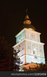 orthodox church view at night