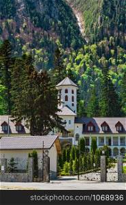 Orthodox Monastery at the foot of the massif Caraiman. Caraiman Monastery in Romania