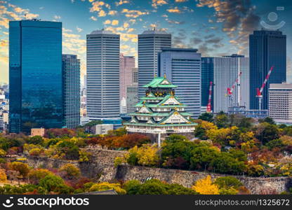 Osaka Castle beautiful attraction ancient architecture landmark Osaka Castle in autumn, Osaka City, Kansai, Japan.