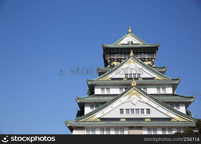 osaka castle with blue sky , japanese castle