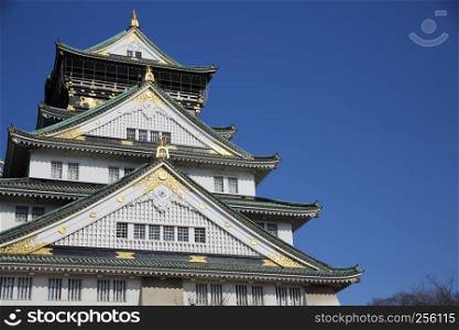 osaka castle with blue sky , japanese castle