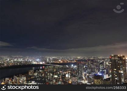 Osaka city in Japan cityscape at night view