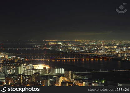 Osaka city in Japan cityscape at night view