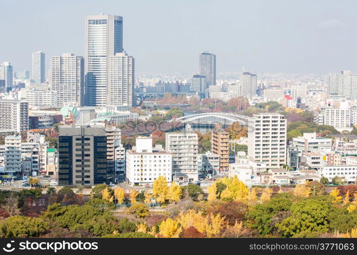 Osaka skyline and skyscraper building Japan