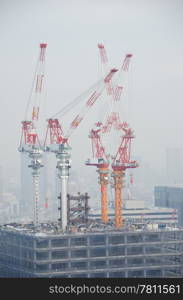 Osaka Skyline on a foggy day. Skyline of Osaka City on a foggy day, smog