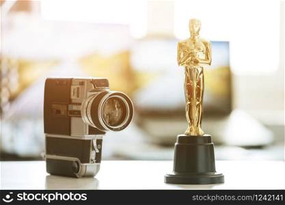 Oscar trophy, close up picture at home
