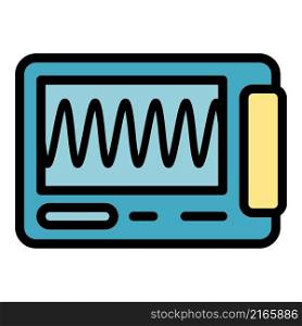 Oscillograph equipment icon. Outline oscillograph equipment vector icon color flat isolated. Oscillograph equipment icon color outline vector