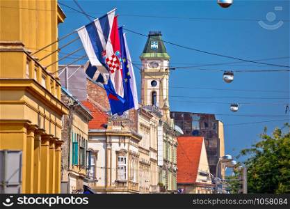 Osijek colorful street and landmarks view, Slavonija region of Croatia