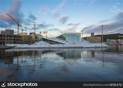 Oslo, Norway - May 7, 2017: Oslo Opera House at Oslofjord in Oslo city, Norway.