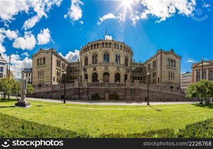 Oslo parliament in Norway in Oslo in a summer day