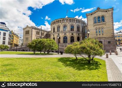 Oslo parliament in Oslo in a summer day, Norway