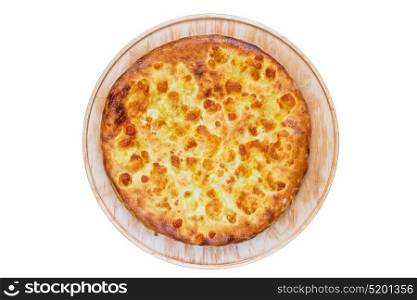 ossetian pie with cheese isolated on a white background. ossetian pie on a white