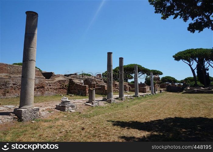 Ostia Antica ancient city forum. Rome - Italy