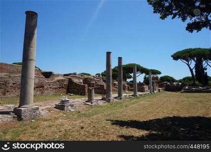Ostia Antica ancient city forum. Rome - Italy