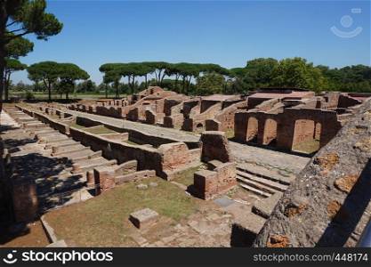 Ostia Antica ancient ruins. Rome - Italy