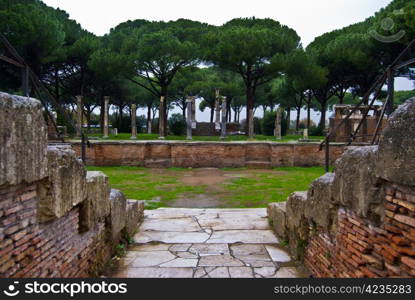 Ostia. part of the roman ruins of the port in Ostia