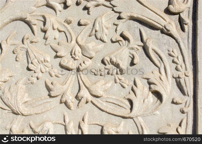 Ottoman marble stone carving art in floral patterns