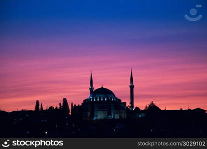 Ottoman style mosque in Istanbul. Outer view of Ottoman style mosque in Istanbul