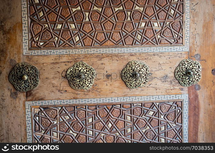 Ottoman Turkish art with geometric patterns on wood