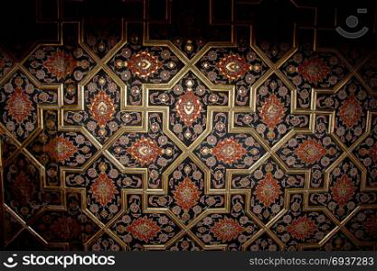 Ottoman-Turkish style floral art patterns on wood