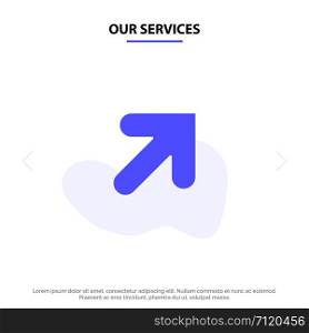 Our Services Arrow, Up, Right Solid Glyph Icon Web card Template