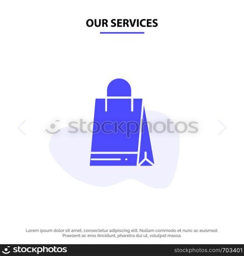 Our Services Bag, Shopping, Canada Solid Glyph Icon Web card Template