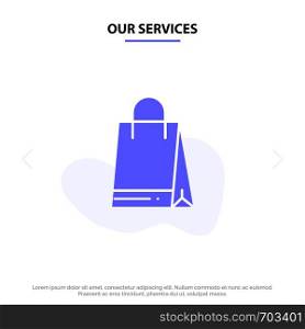 Our Services Bag, Shopping, Canada Solid Glyph Icon Web card Template