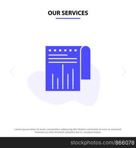 Our Services Business, Financial, Modern, Report Solid Glyph Icon Web card Template