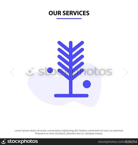 Our Services Eco, Environment, Nature, Summer, Tree Solid Glyph Icon Web card Template