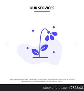 Our Services Flora, Floral, Flower, Nature, Spring Solid Glyph Icon Web card Template
