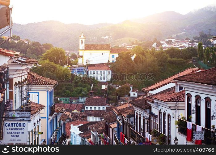 OURO PRETO, BRAZIL - MARCH 18, 2018:, view of the historical town Ouro Preto, Minas Gerais, Brazil