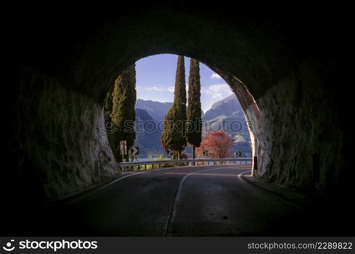 out of the tunnel, garda lake, Trentino, Italy