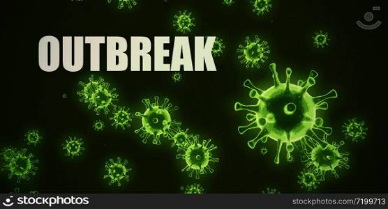 Outbreak Infection Disease Concept in Black and Green. Outbreak