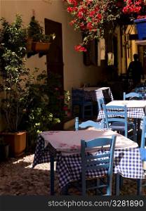 Outdoor cafT in Rhodes Greece