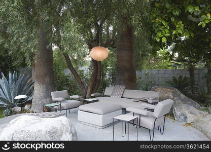 Outdoor garden furniture in Palm Springs home