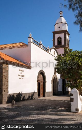 Outdoor image of an old church, Iglesia de San Gines of Arrecife, Lanzarote, Spain