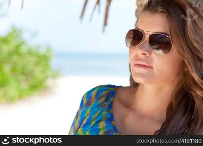 Outdoor Natural Light Portrait of Beautiful Woman In Aviator Sunglasses