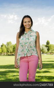 Outdoor portrait of a beautiful African American woman in the park