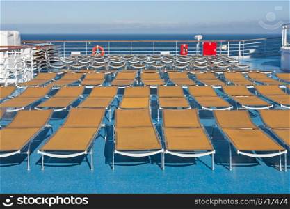 outdoor relaxation area on board of cruise liner