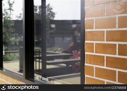 Outdoor seating in a cafe, stock photo