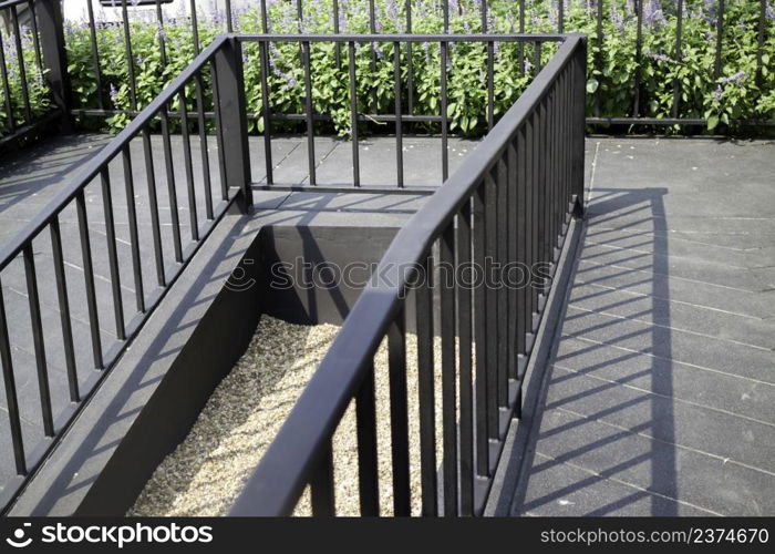 Outdoor seating in a cafe, stock photo