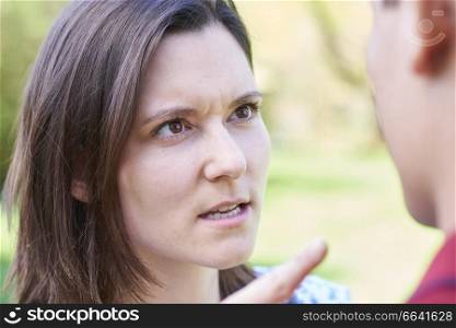 Outdoor Shot Of Young Couple Having Argument
