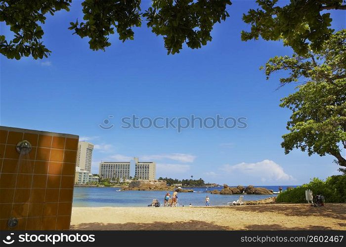 Outdoor shower on the beach, Condado Beach, San Juan, Puerto Rico