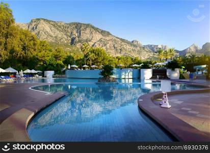 Outdoor swimming pool with water, Kemer, Turkey