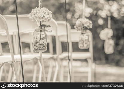 outdoor wedding ceremony isle decorations